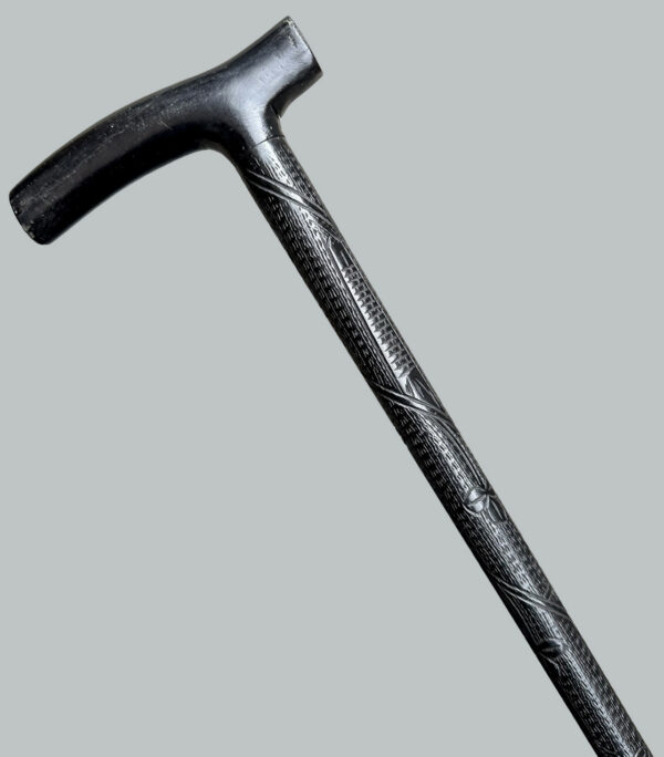 923. Irish Carved Bog Oakwood Walking Stick Cane Shamrock Killarney Dublin Ireland