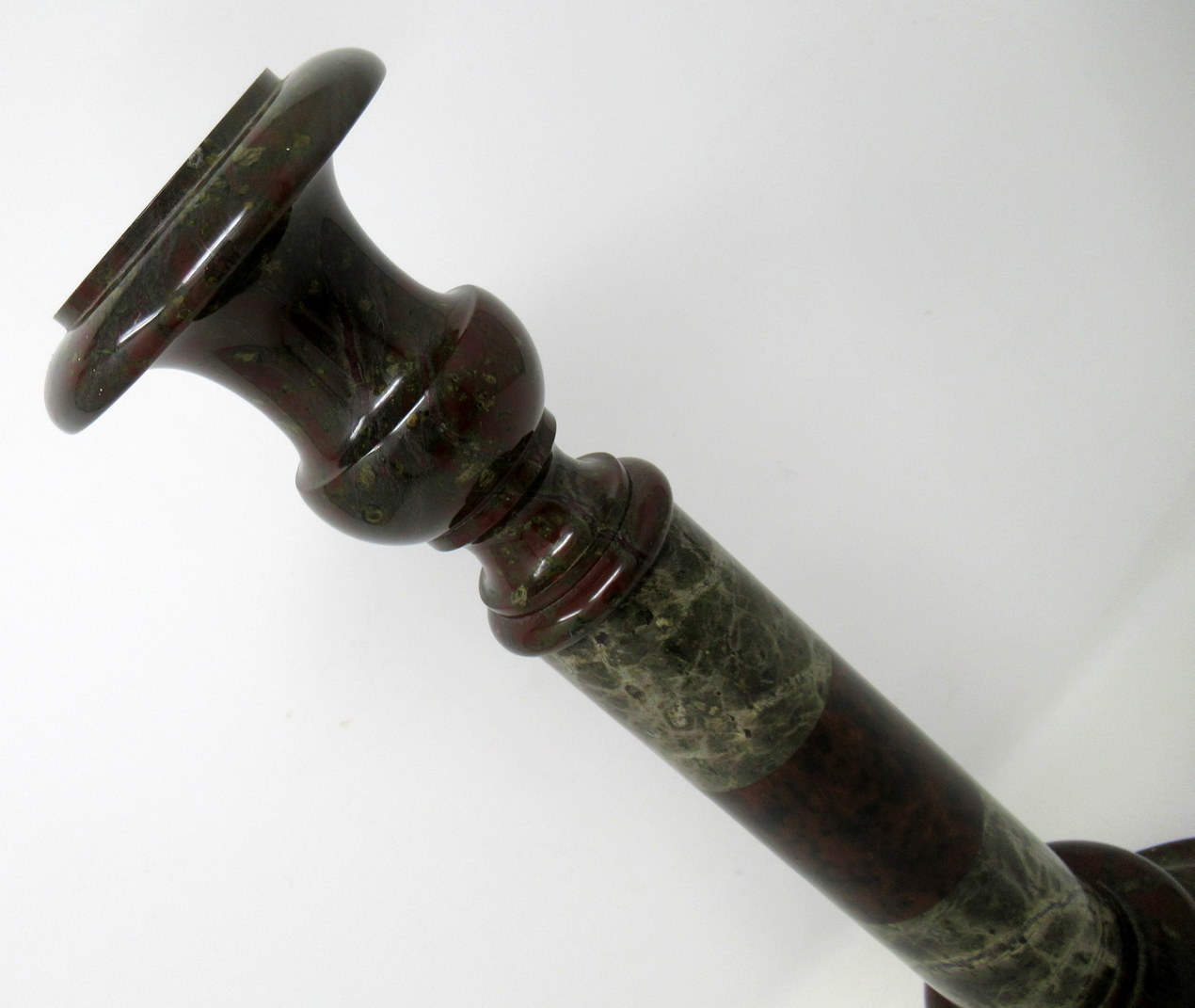 768. Rare Pair English Cornish Serpentine Marble Candlesticks attrib. John Murphy 1850 - Image 5