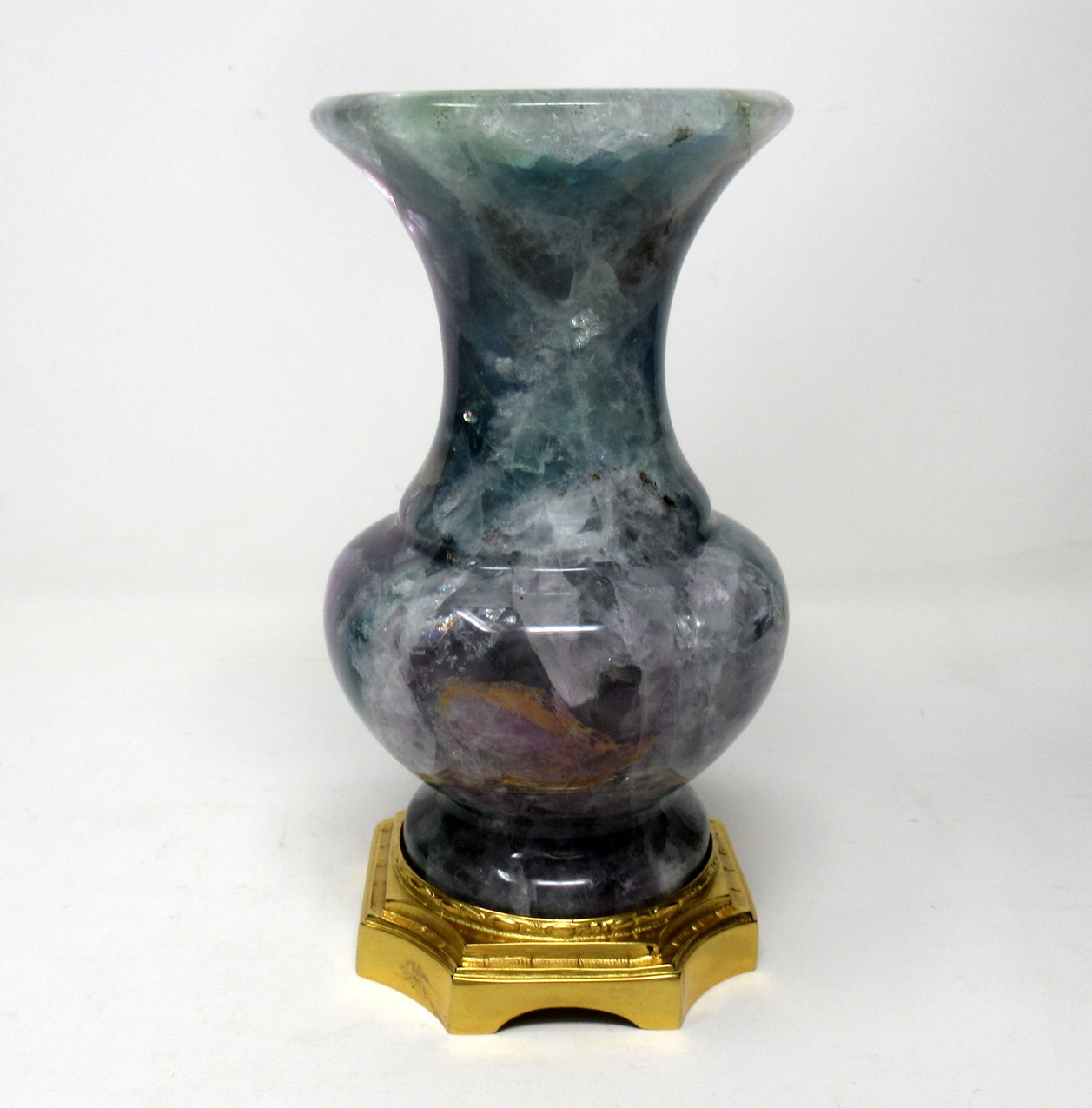554. Rare Blue John Fluorite Derbyshire Carved Urn Ormolu Mounts 19th Ct - Image 4