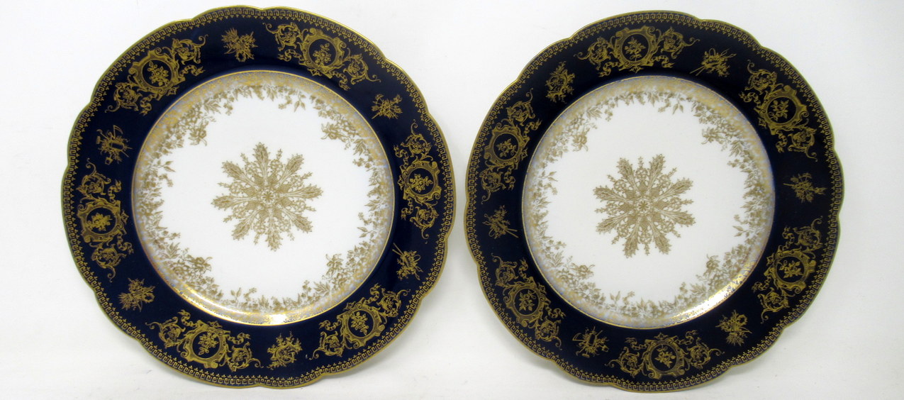 538. Set French Cobalt Blue Gilt Cabinet Plates Limoges France Charles Field Haviland - Image 10