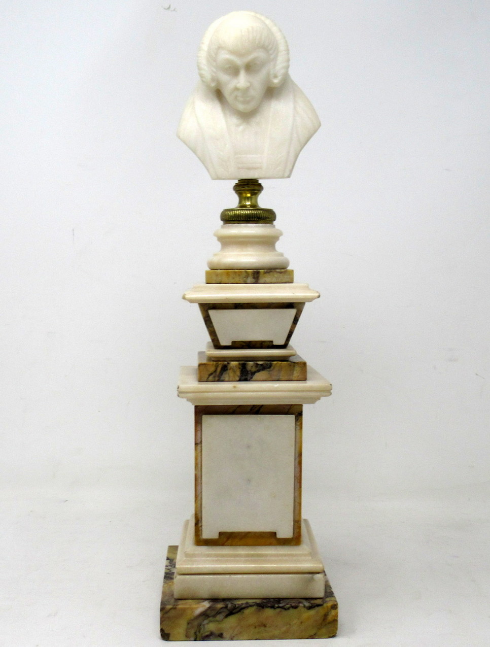 364. Antique Sienna Cream Marble Grand Tour Classical Bust of Lady Figure - Image 4