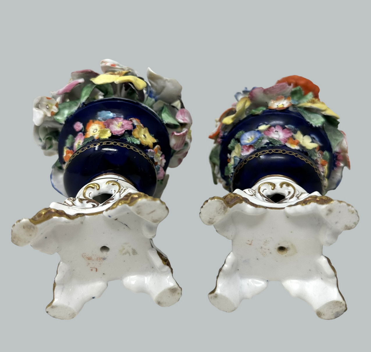 264. Antique Regency English Crown Derby Porcelain China Pair Urns Vases 1815-1825 - Image 10