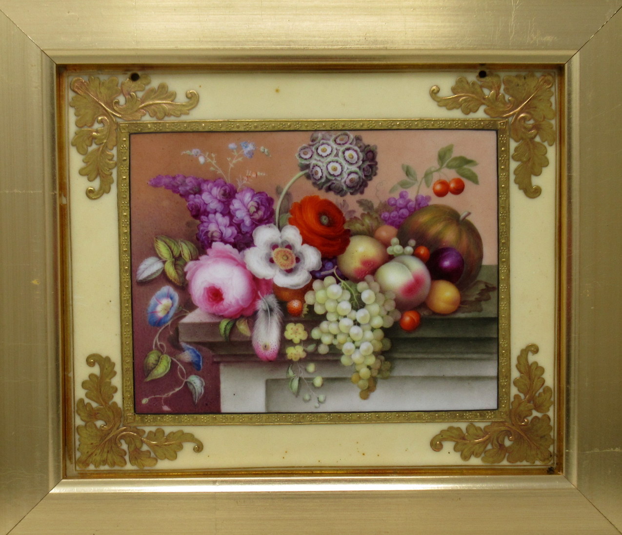751. Antique Porcelain Plaque Still Life Fruit Flowers Thomas Steele Derby Minton - Image 5