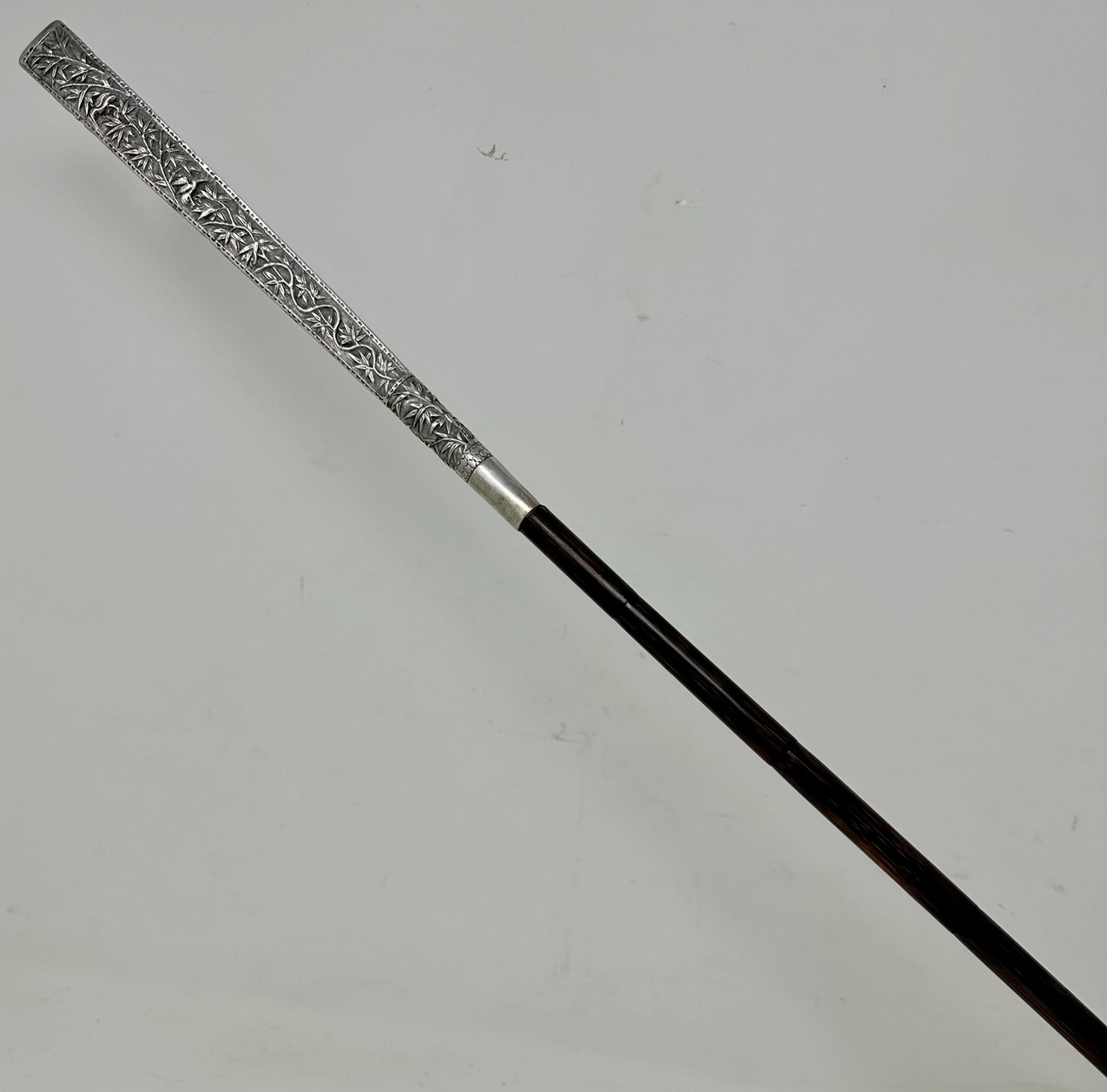 325. Antique Asian Chinese Sterling Silver Lady's Walking Swagger Stick Cane Dragons - Image 6