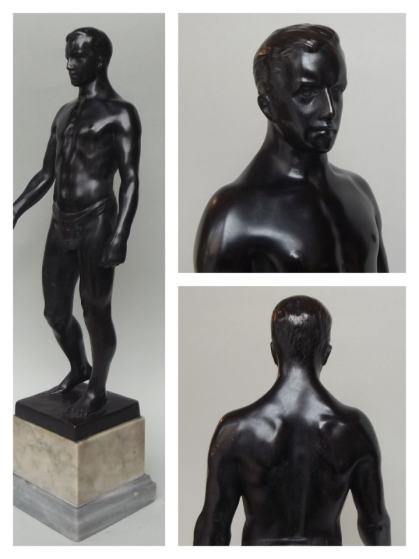 285. Oskar Gladenbeck 1850-1921 Superb Male Nude Bronze - Image 12