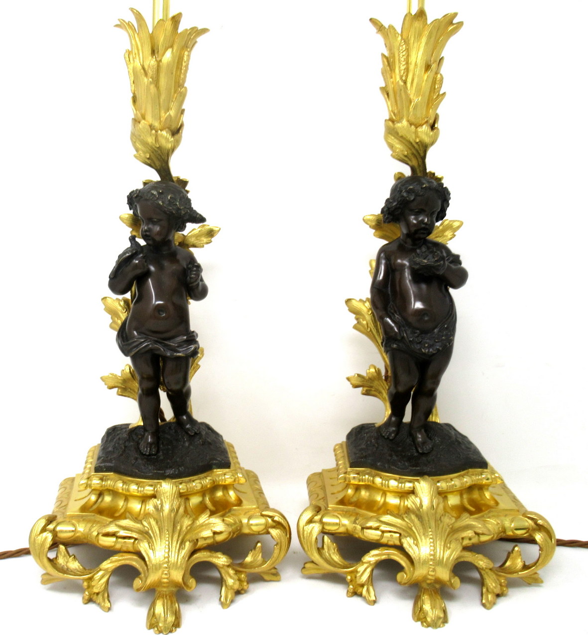 225. Antique Pair French Gilt Bronze Dore Ormolu Clodion Grand Tour Table Lamps 19 Ct - Image 3