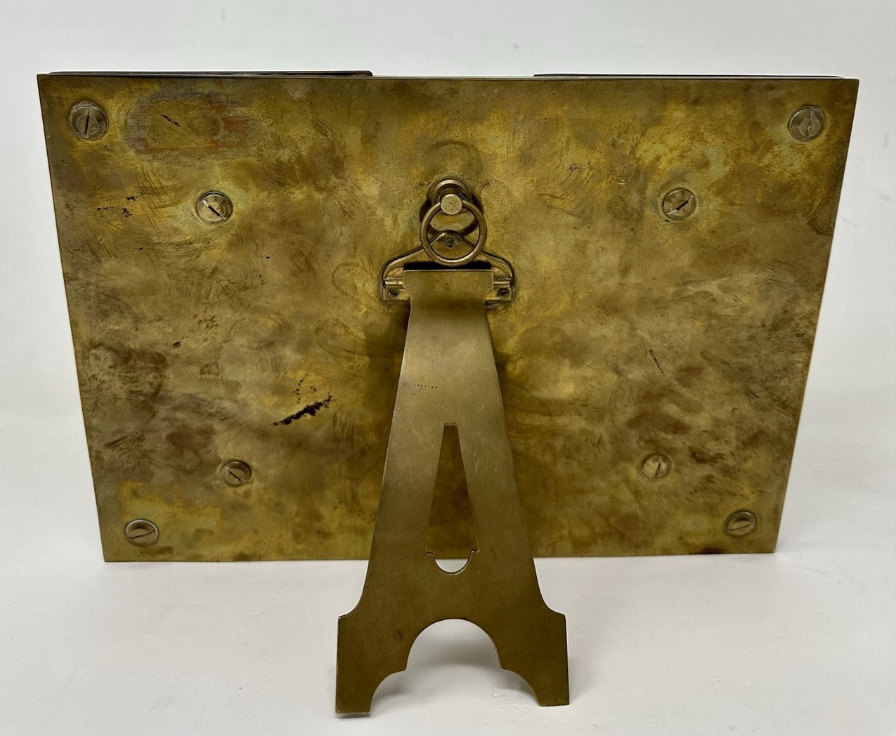 784. Antique Religious Grand Tour Plaque Last Supper Painting Alabaster Champleve - Image 8