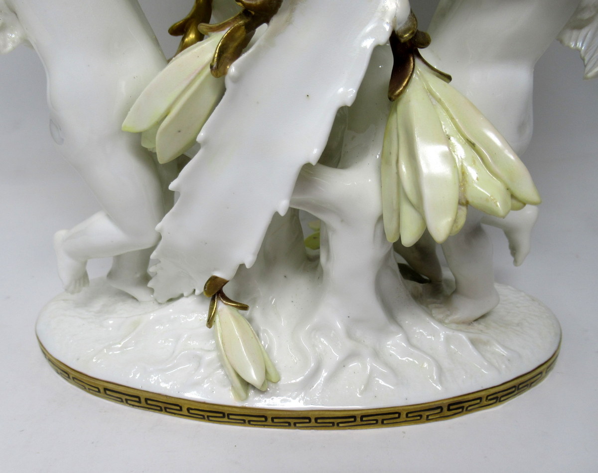 181. English Moore Brothers Porcelain Cream Gilt Cherub Cacti Centerpiece 19th Cent - Image 9