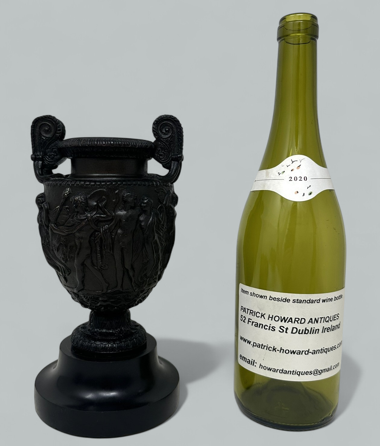 489. Antique Pair French Roman Bronze Townley Urns Vases Black Marble Grand Tour 19Ct - Image 10