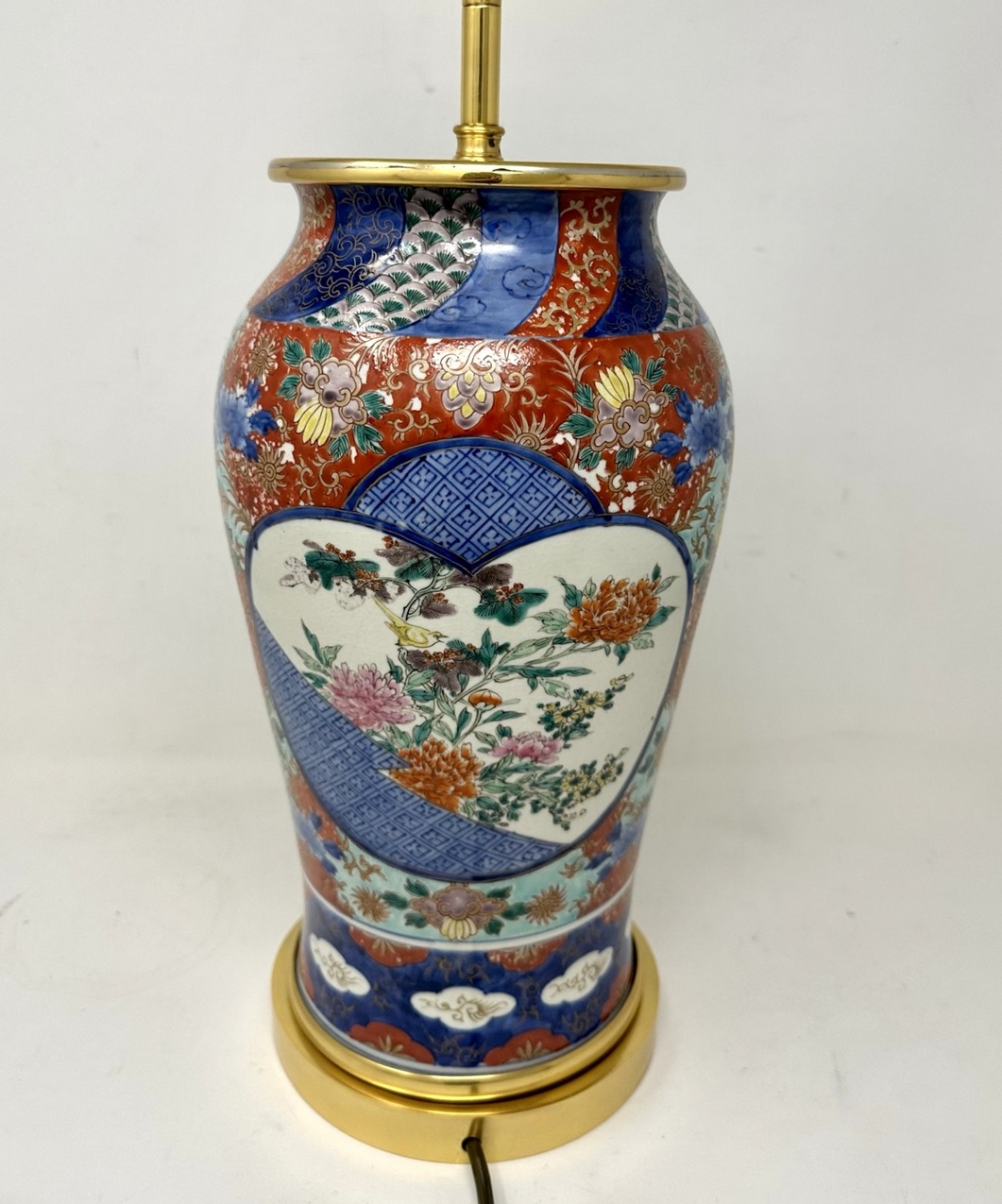 730. Antique Pair Japanese Chinese Imari Porcelain Ormolu Table Lamps Blue Red Gilt - Image 5