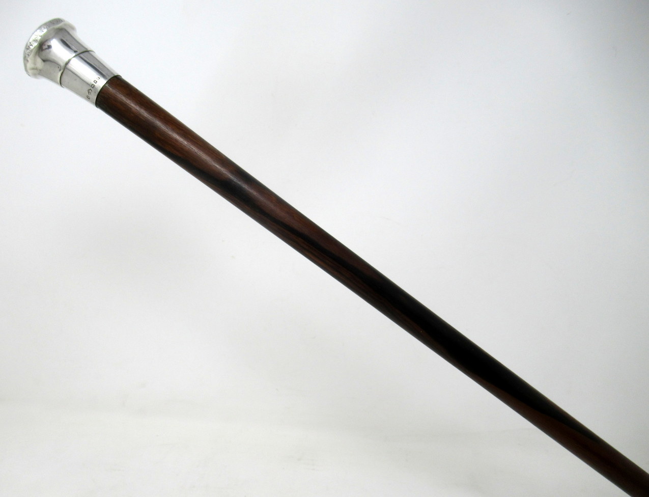 920. Fine Rosewood Walking Swagger Cane Jonathan Howell Silver Grip London 1929 - Image 9
