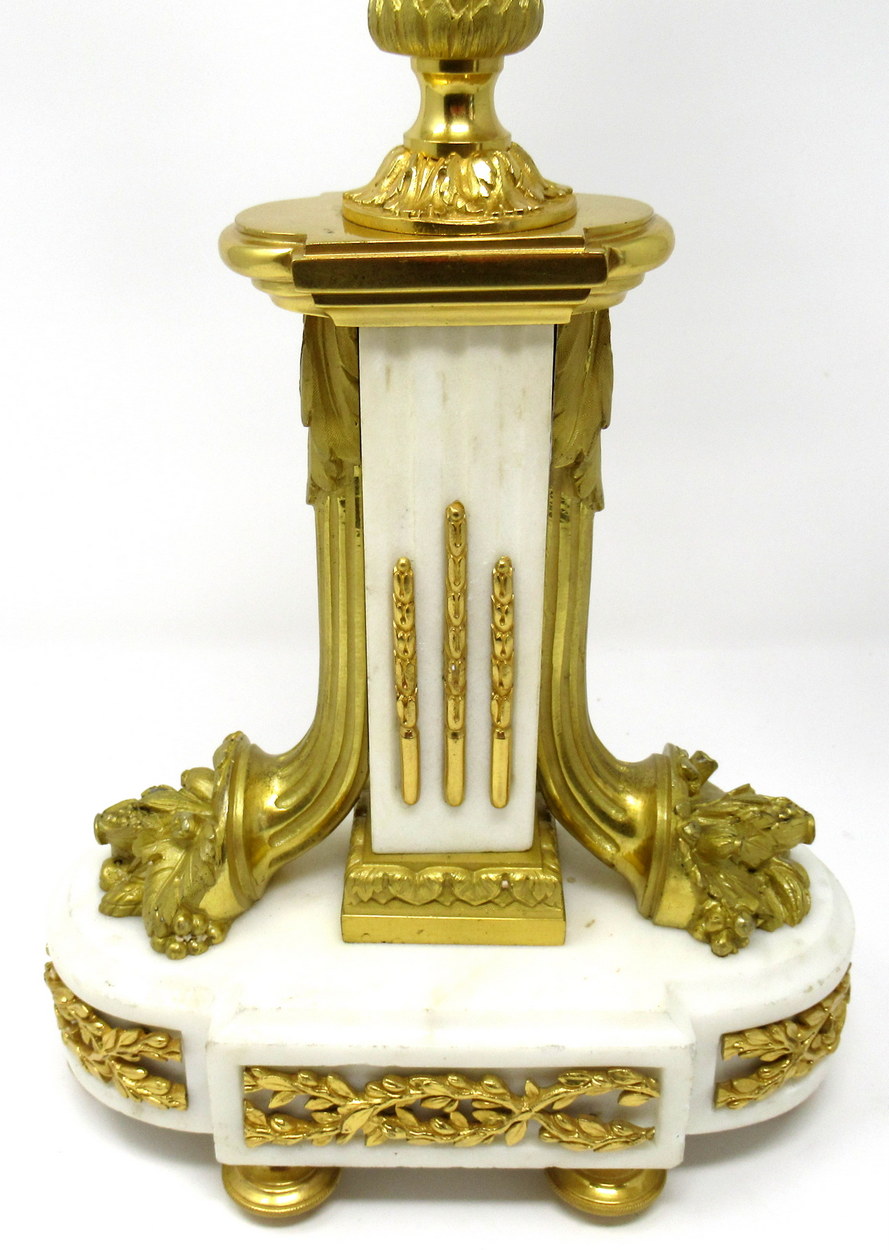 583. Fine Pair French Ormolu Statutory Marble Five Light Candelabra 19thCt - Image 6