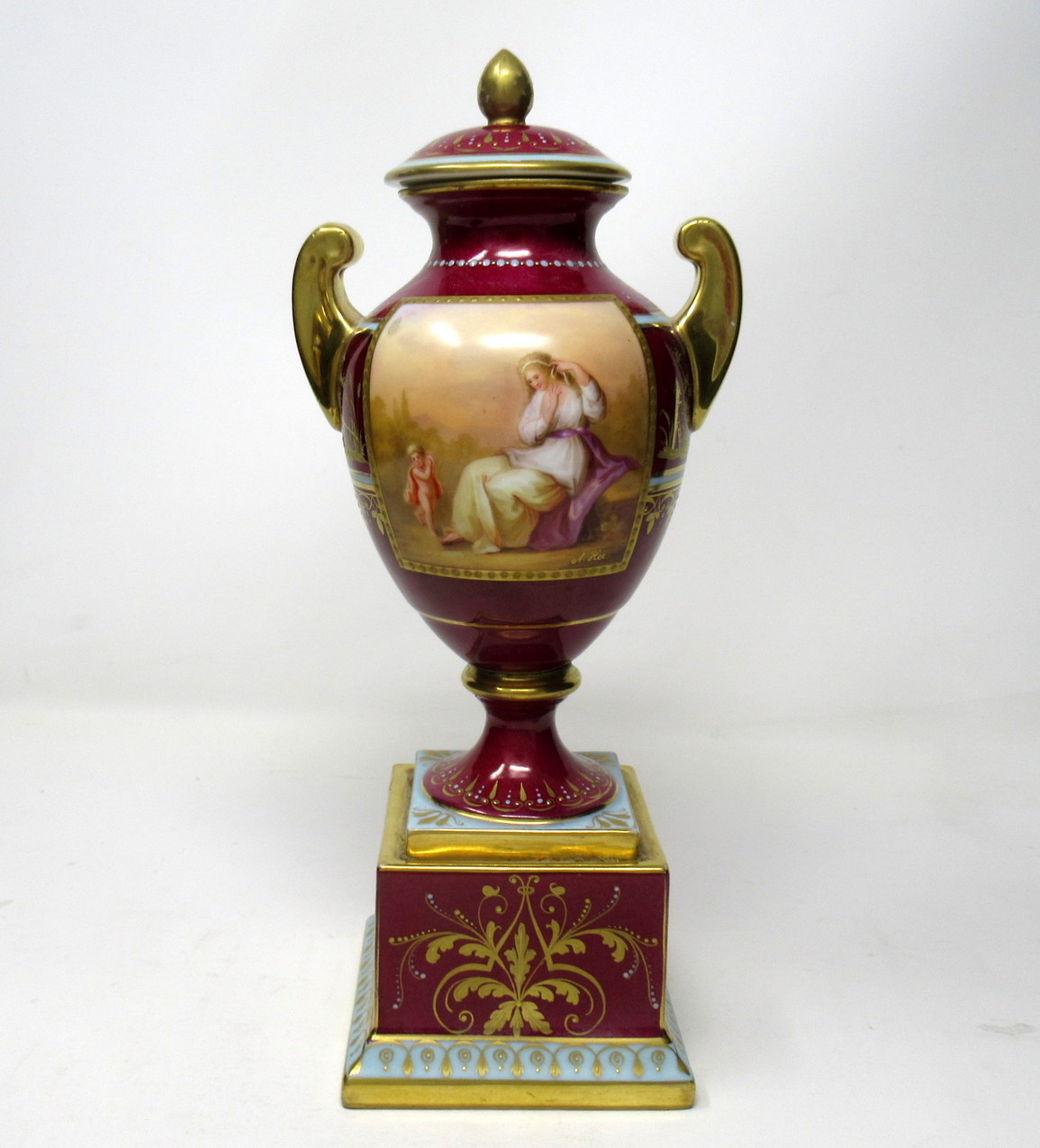 479. Fine Pair Austrian Royal Vienna Mythological Themed Hand Painted Vases 19th Ct - Image 7