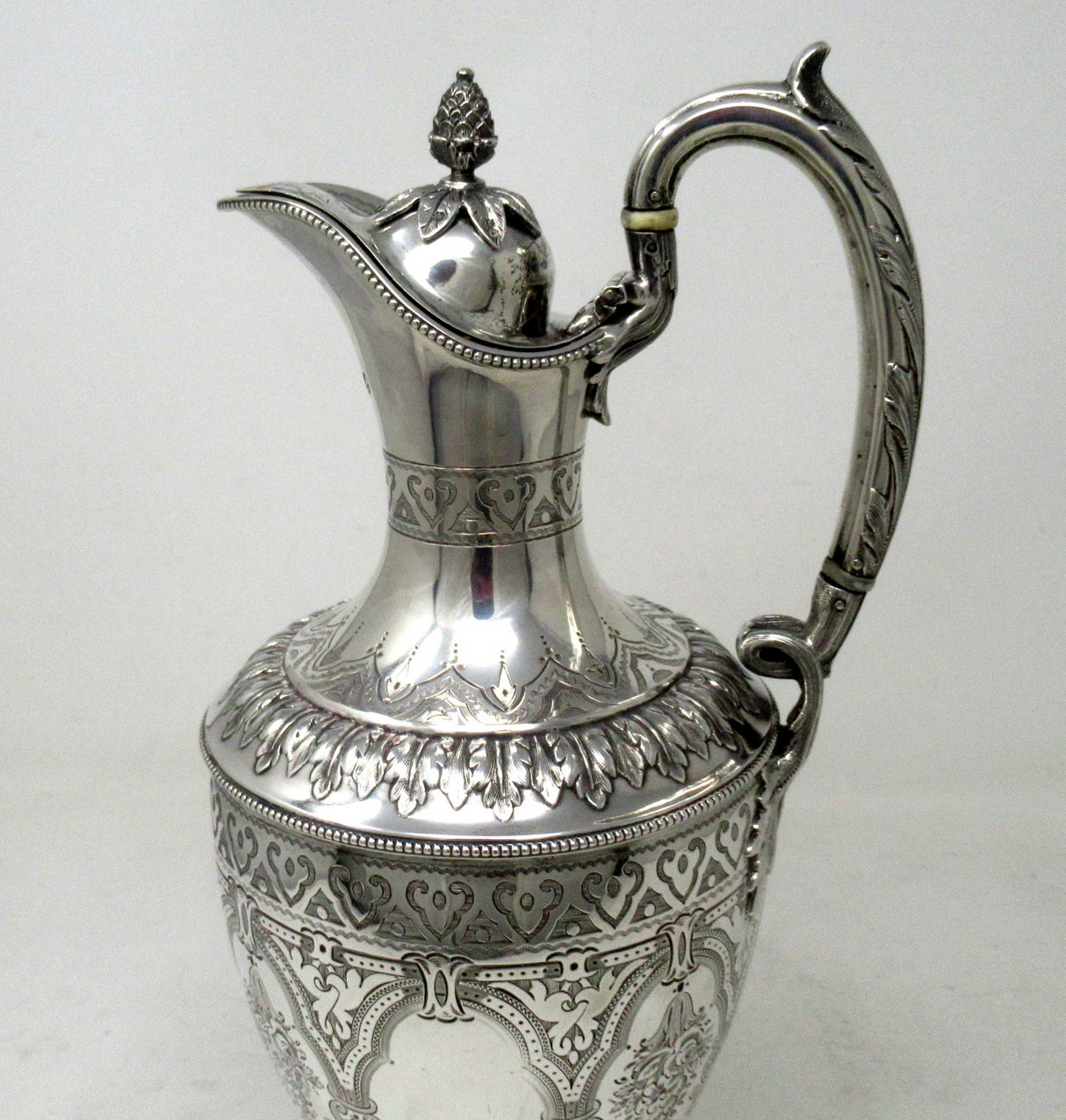 865. Antique Victorian English Sterling Silver Gilt Wine Ewer Claret Jug Pitcher 1872 - Image 7