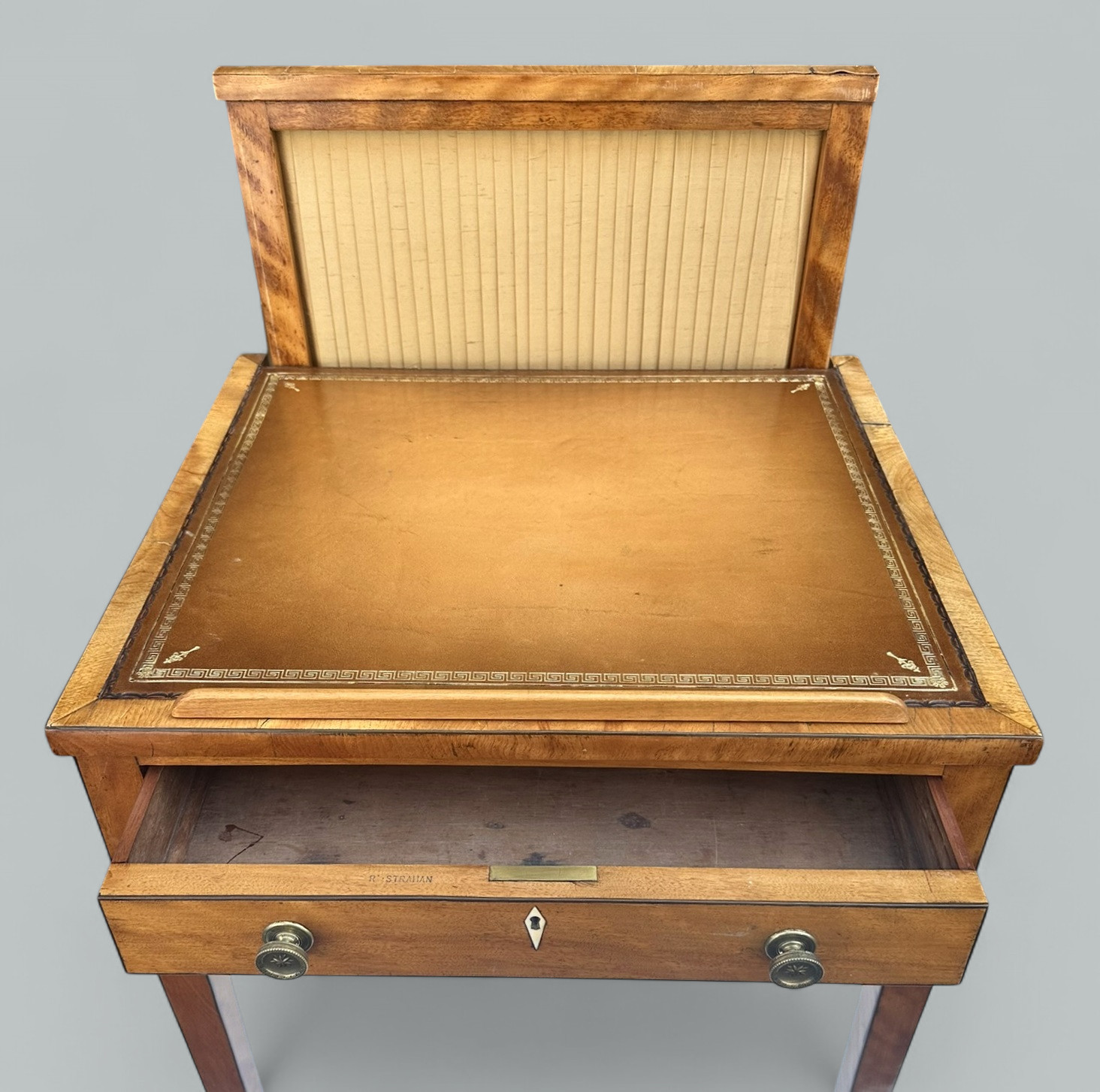 238. Antique Irish Satinwood Writing Desk Lectern Side Table Robert Strahan Dublin - Image 4
