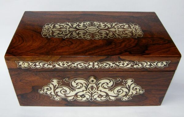 139. Superb Regency Brass Inlaid Rosewood Tea Caddy