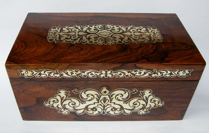 139. Superb Regency Brass Inlaid Rosewood Tea Caddy