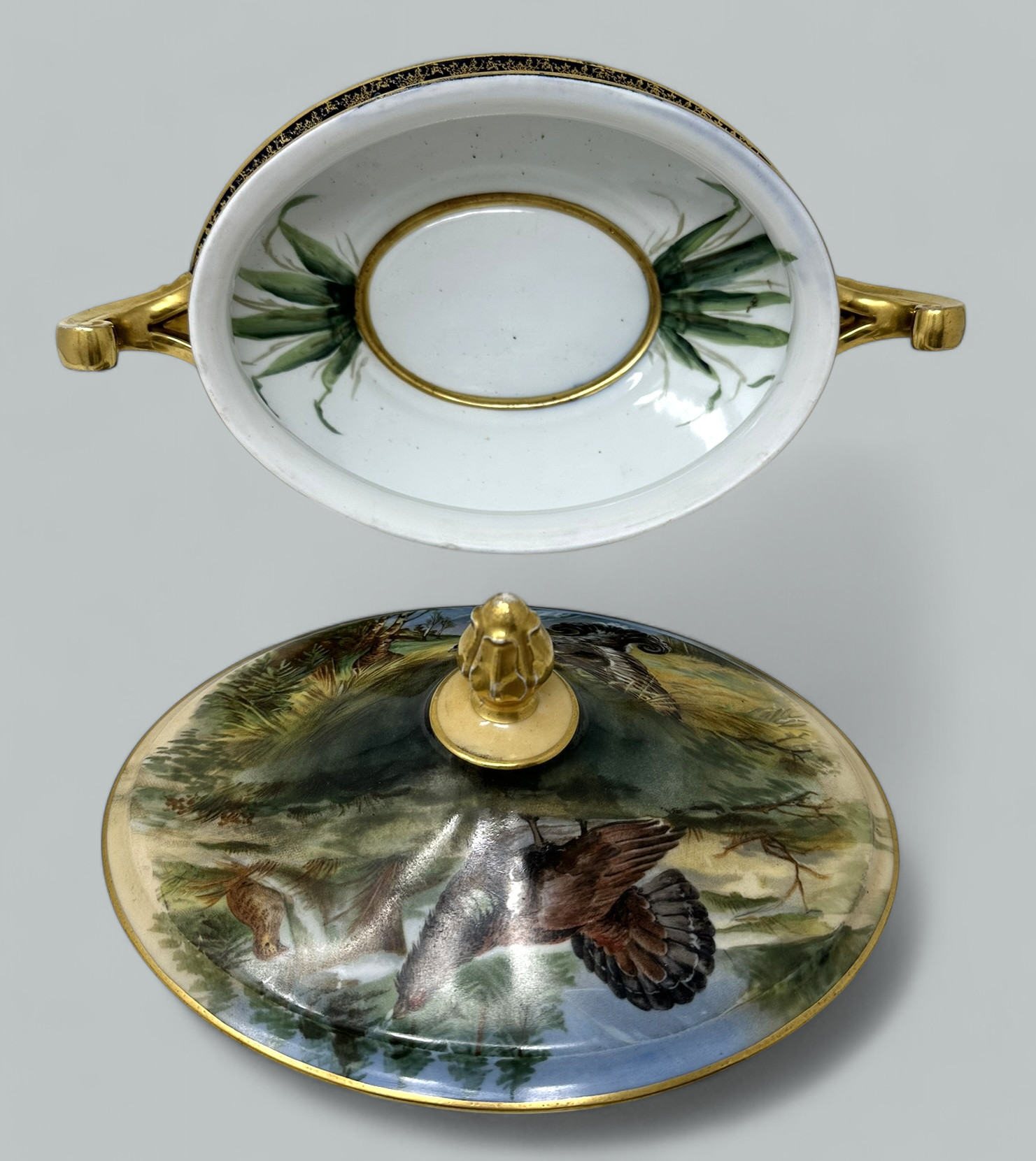 724. Antique Epiag Royal Czechoslovakian Porcelain Hand Painted Tureen Centerpiece - Image 5