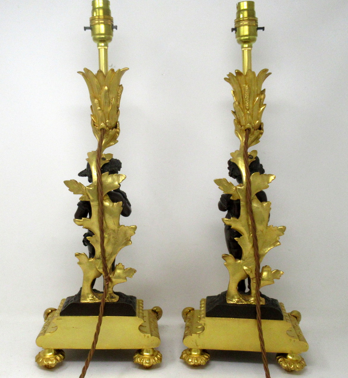 225. Antique Pair French Gilt Bronze Dore Ormolu Clodion Grand Tour Table Lamps 19 Ct - Image 4