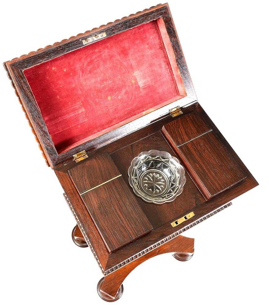674. Antique Flame Mahogany English Regency Tea Poy Gillows Lancaster Tea Caddy 19 Ct - Image 4