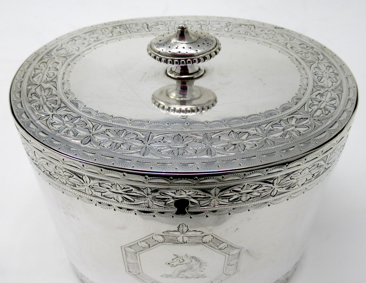 666. Rare Irish Georgian Dublin Silver Tea Caddy by Thomas Jones 1785. 10.9ozs - Image 2