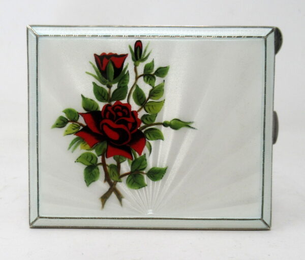 968. Antique Vintage Mid Century Sterling Silver Gilt Enameled Guilloche Card Case