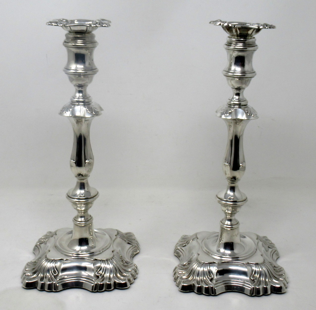 956. Antique Pair English Sterling Silver Candlesticks Candelabra William Hutton 1905 - Image 3