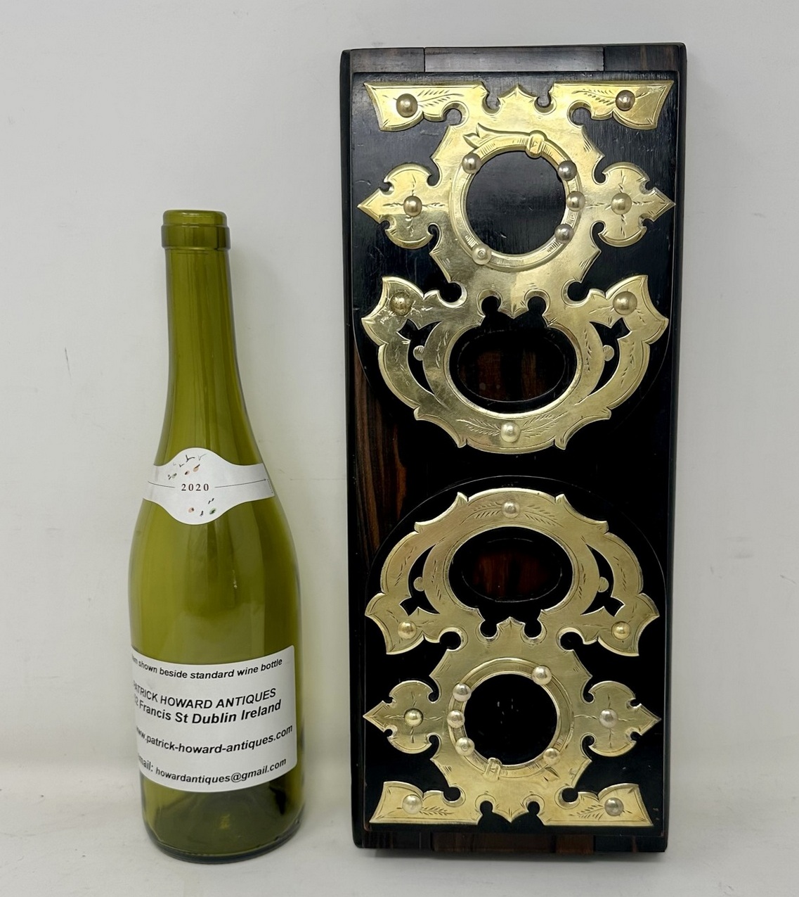 692. Antique Victorian Brass Inlaid Coromandel Library Book Trough Bookcase Holder - Image 8