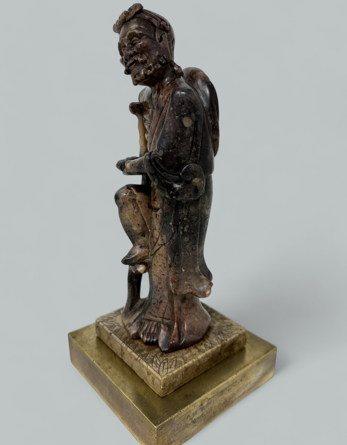 401. Antique Japanese or Chinese Carved Soapstone Gentleman Figure Meiji Period - Image 3