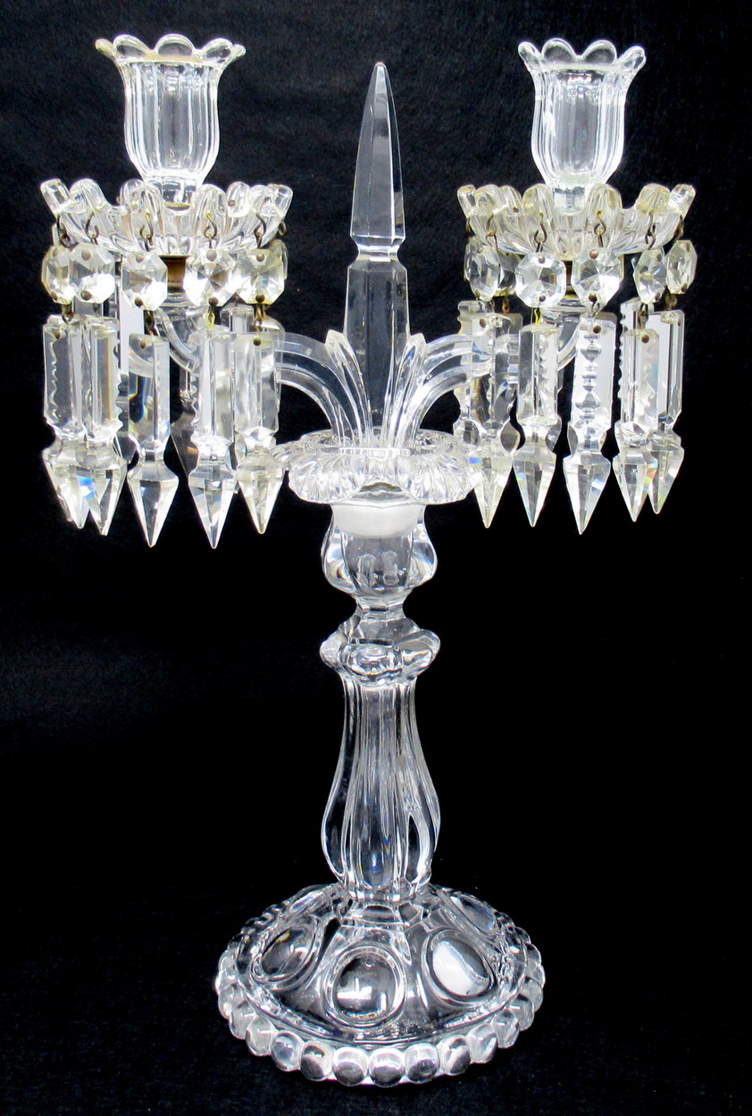 532. Fine Baccarat Crystal Twin Light Candelabra mid 19thCt