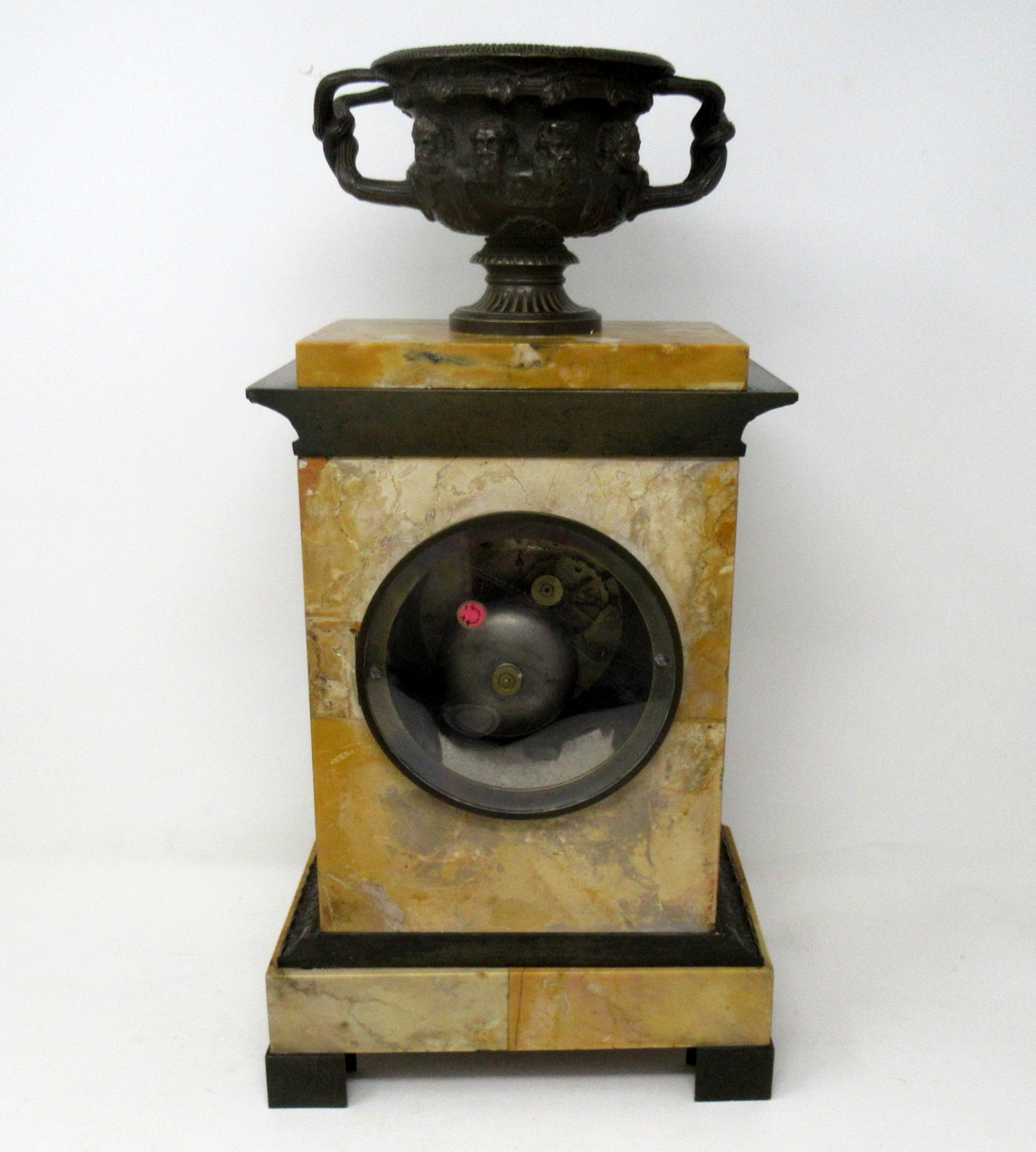 925. Antique French Sienna Marble Clock Silk Suspension Warwick Urn by Honoré Pons - Image 6