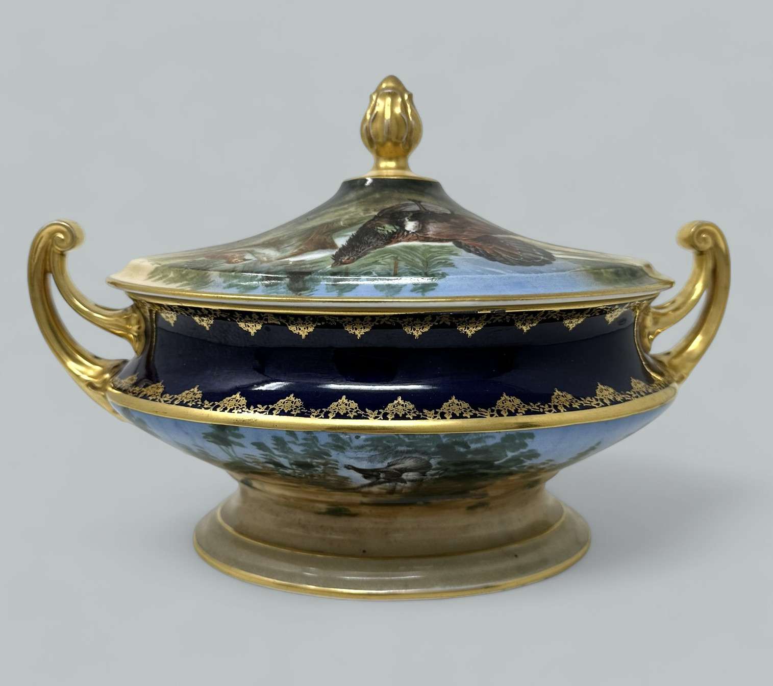 724. Antique Epiag Royal Czechoslovakian Porcelain Hand Painted Tureen Centerpiece - Image 3