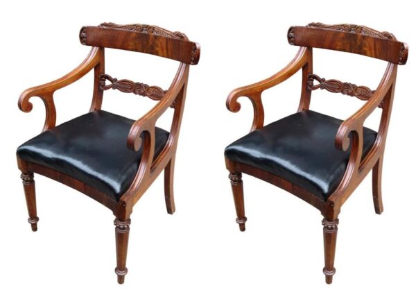 161. Pair of George IV Flame Mahogany Carvers early 19Ct