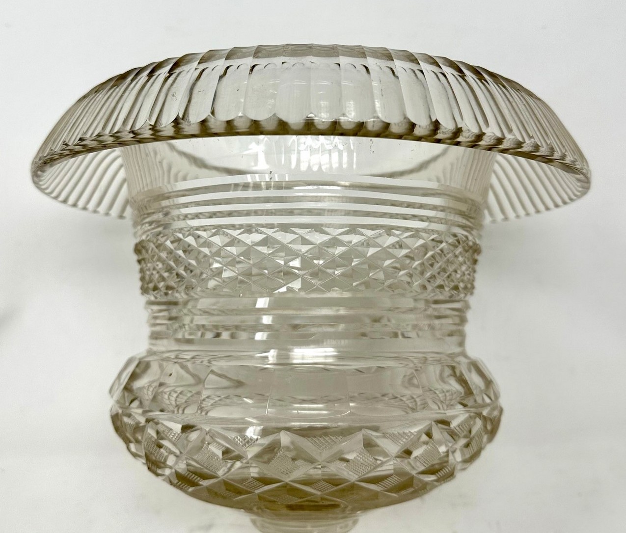 507. Antique Irish Tipperary Waterford Glass Cut Crystal Victorian Turnover Bowl 19Ct - Image 6