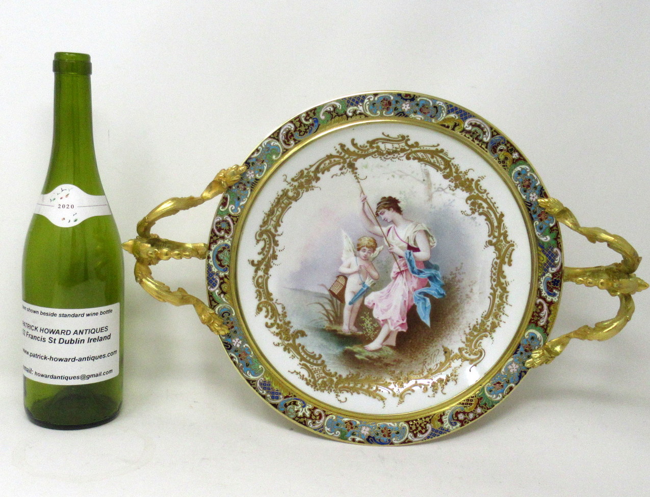 124. Antique French Sevres Ormolu Gilt Bronze Dore Champlevé Porcelain Tazza Plate - Image 12