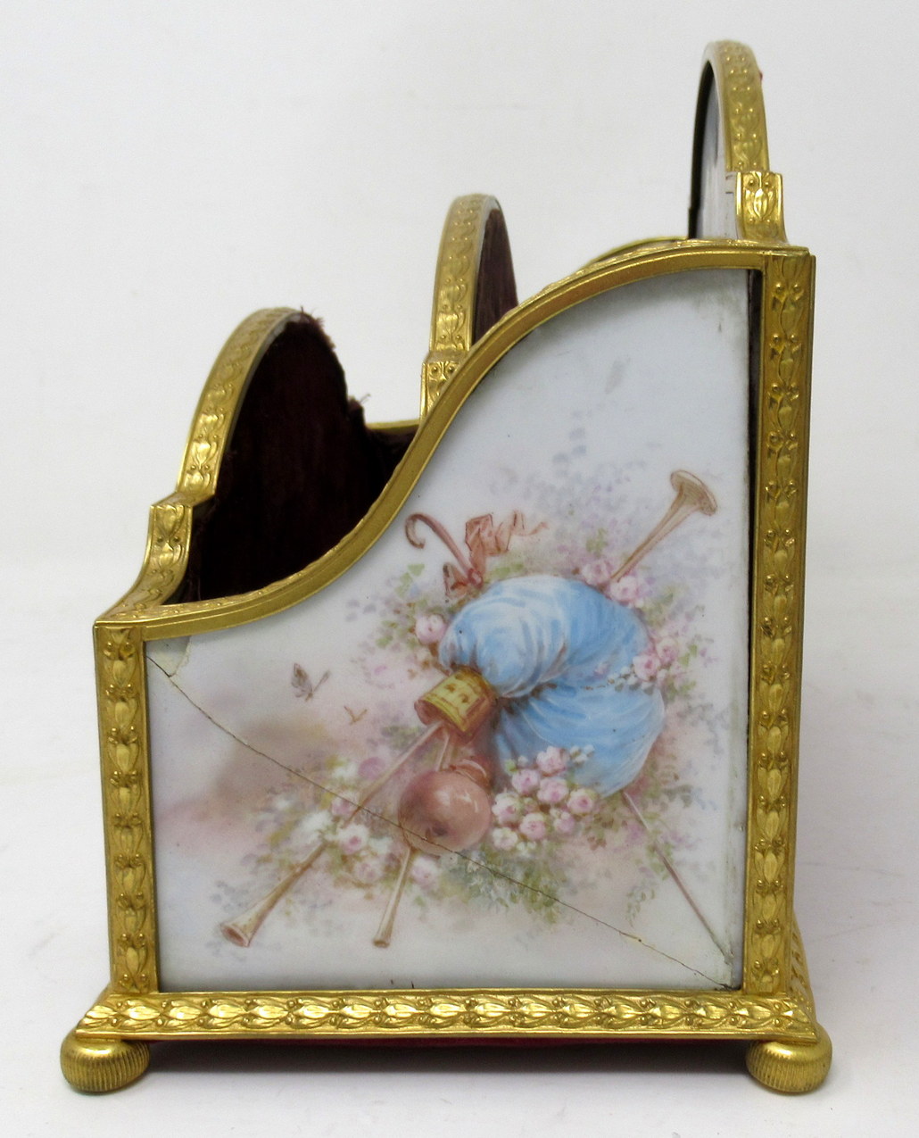 329. Antique French Sevres Ormolu Gilt Bronze Dore Letters Holder Inkwell - Image 11
