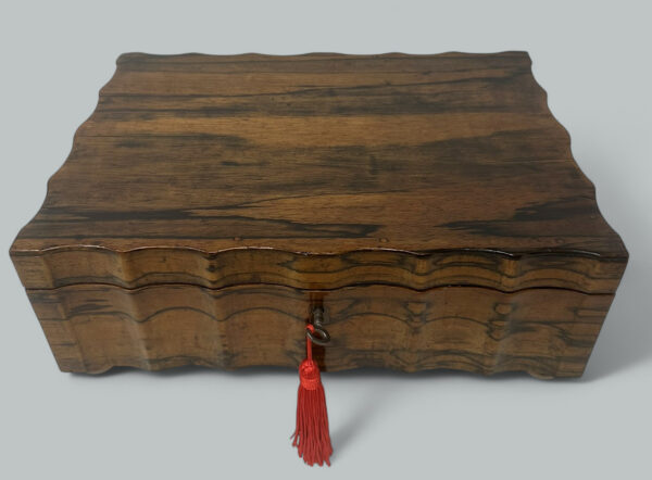 108. Antique Anglo Indian Coromandel Satinwood Ladys Jewelry Sewing Table Box 19th Ct