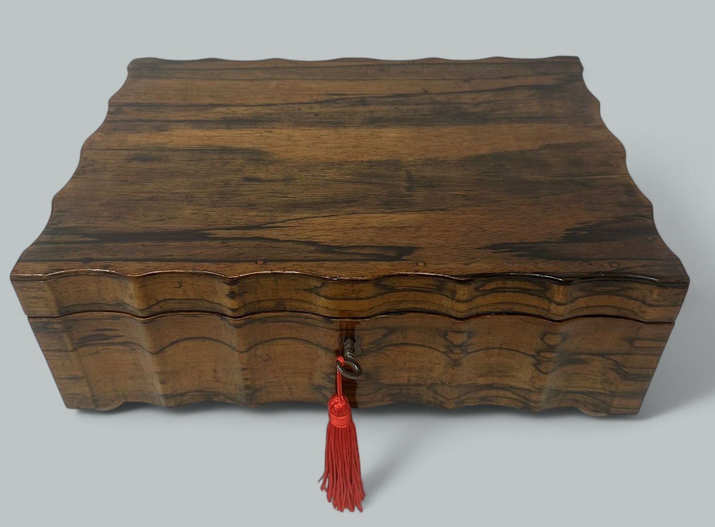 108. Antique Anglo Indian Coromandel Satinwood Ladys Jewelry Sewing Table Box 19th Ct