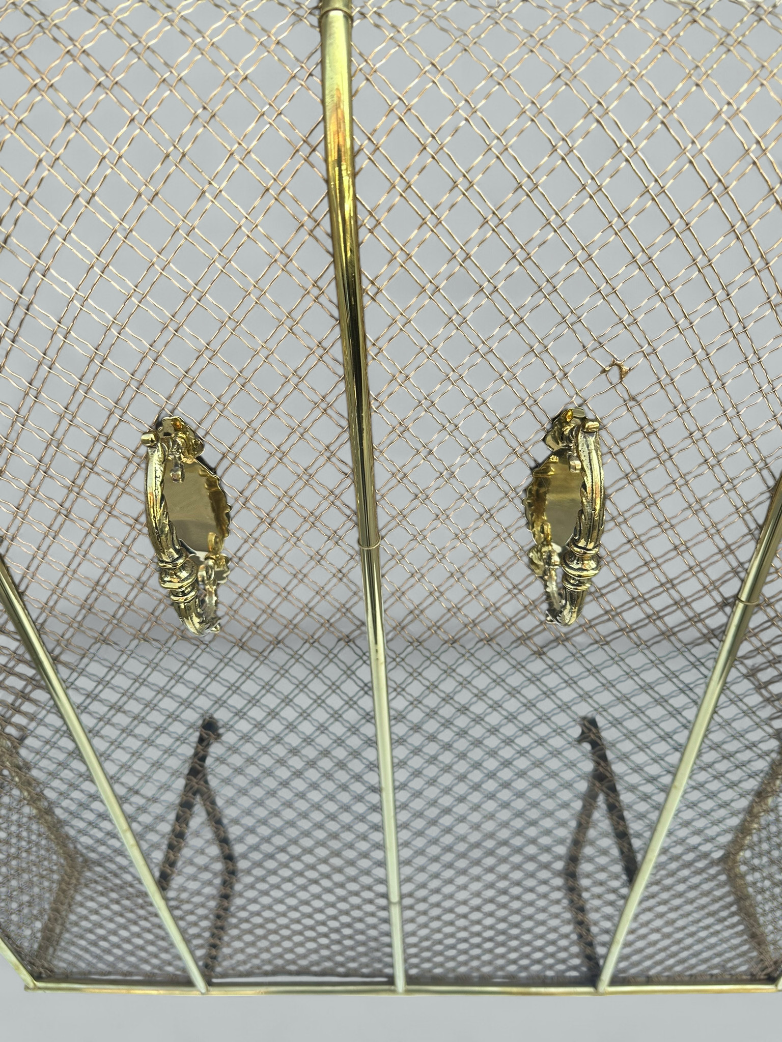 189. Antique English Country House Georgian Brass Fireplace Screen Surround Andrions - Image 4