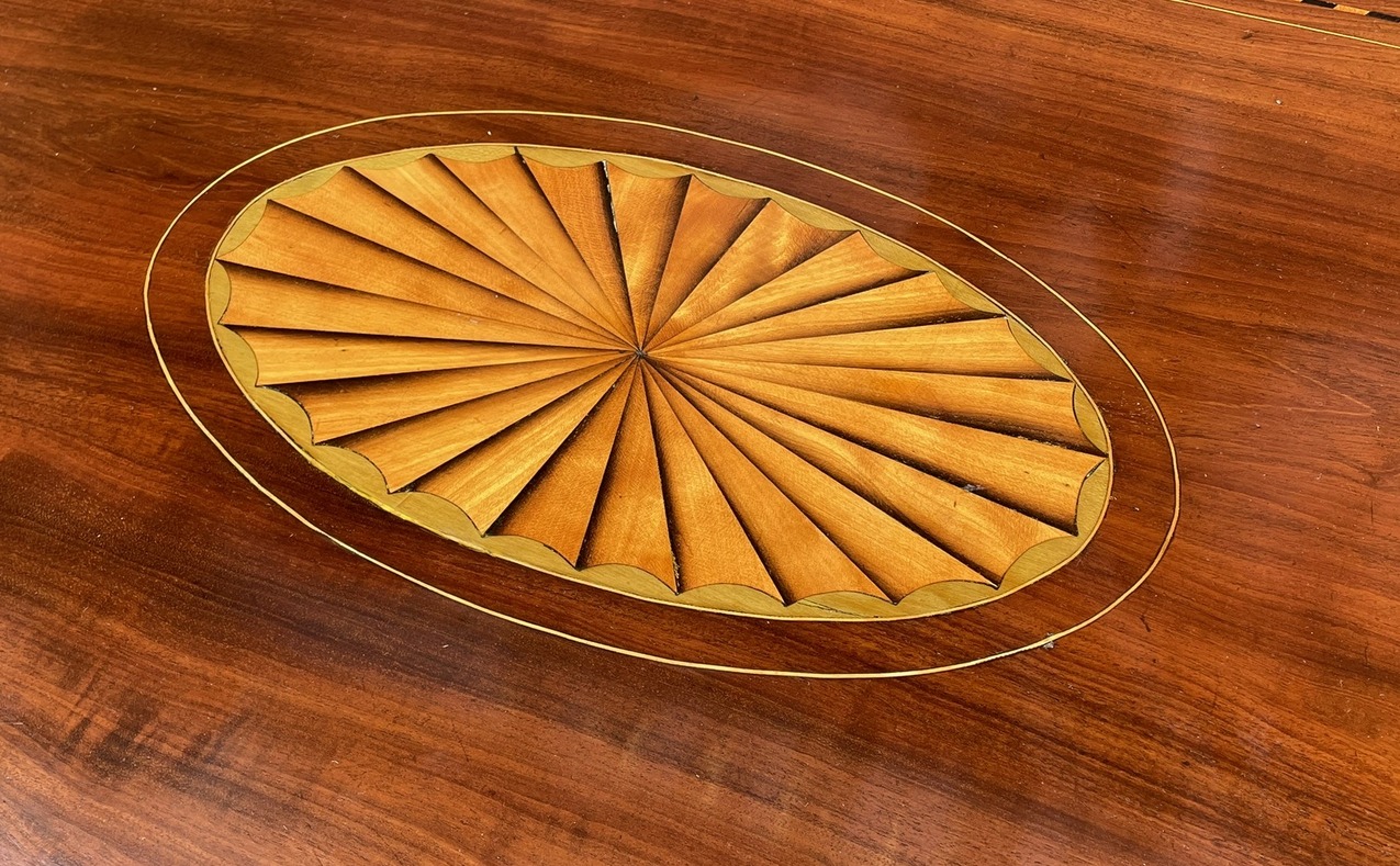 627. Georgian Mahogany Satinwood Bow Front Chest Drawers Sheraton Period 18th Century - Image 5