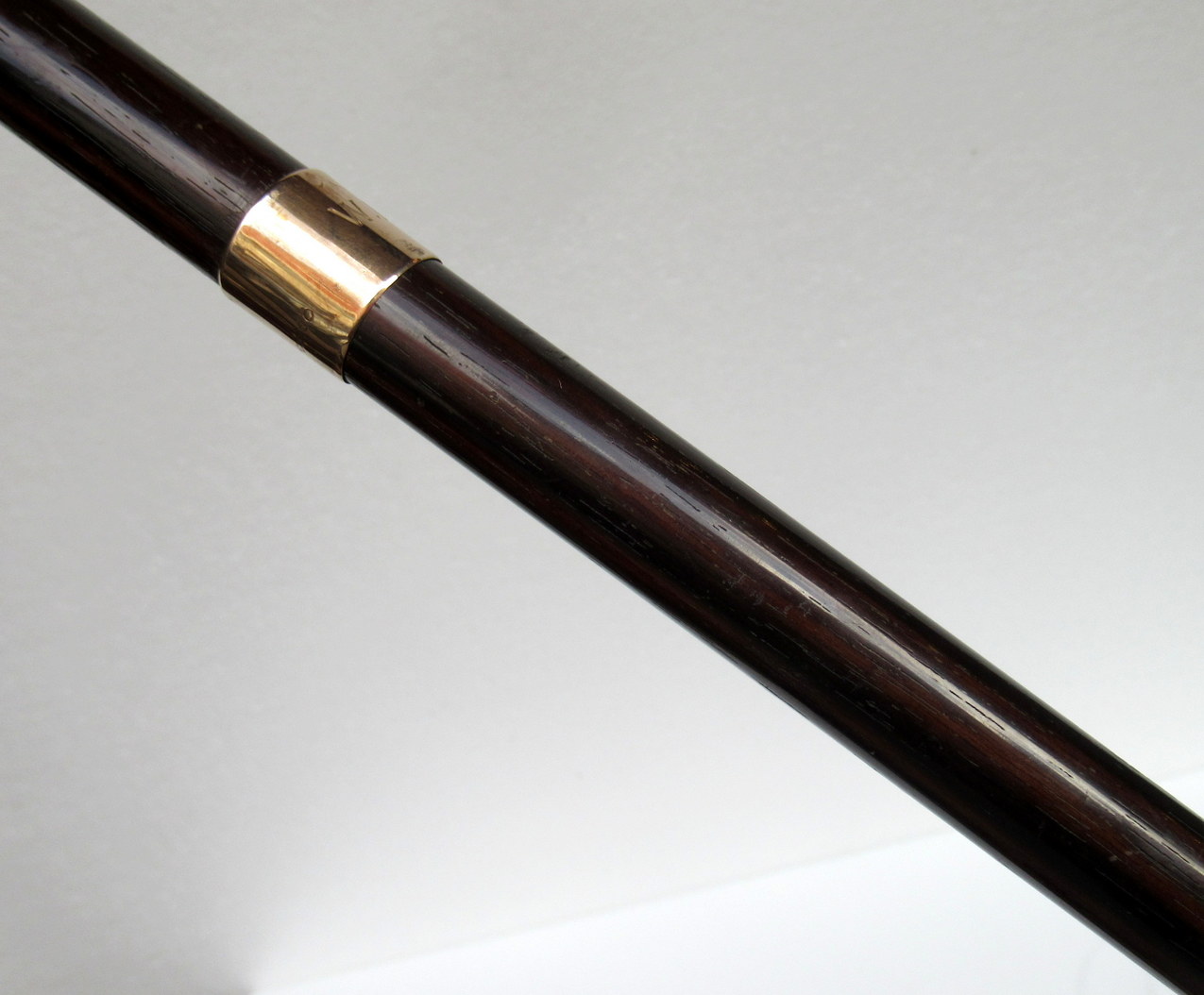 630. Rare Coromandel Walking Cane Stick 9ct Gold Collar London Hallmark 1924 Provenance - Image 4