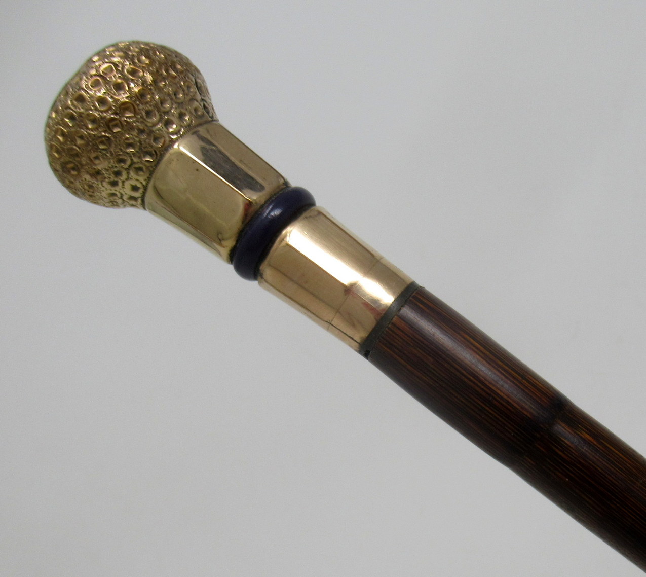 637. Antique Vintage Partridge Wood Walking Stick Cane 18ct Gold-Plated Grip 1924 - Image 4