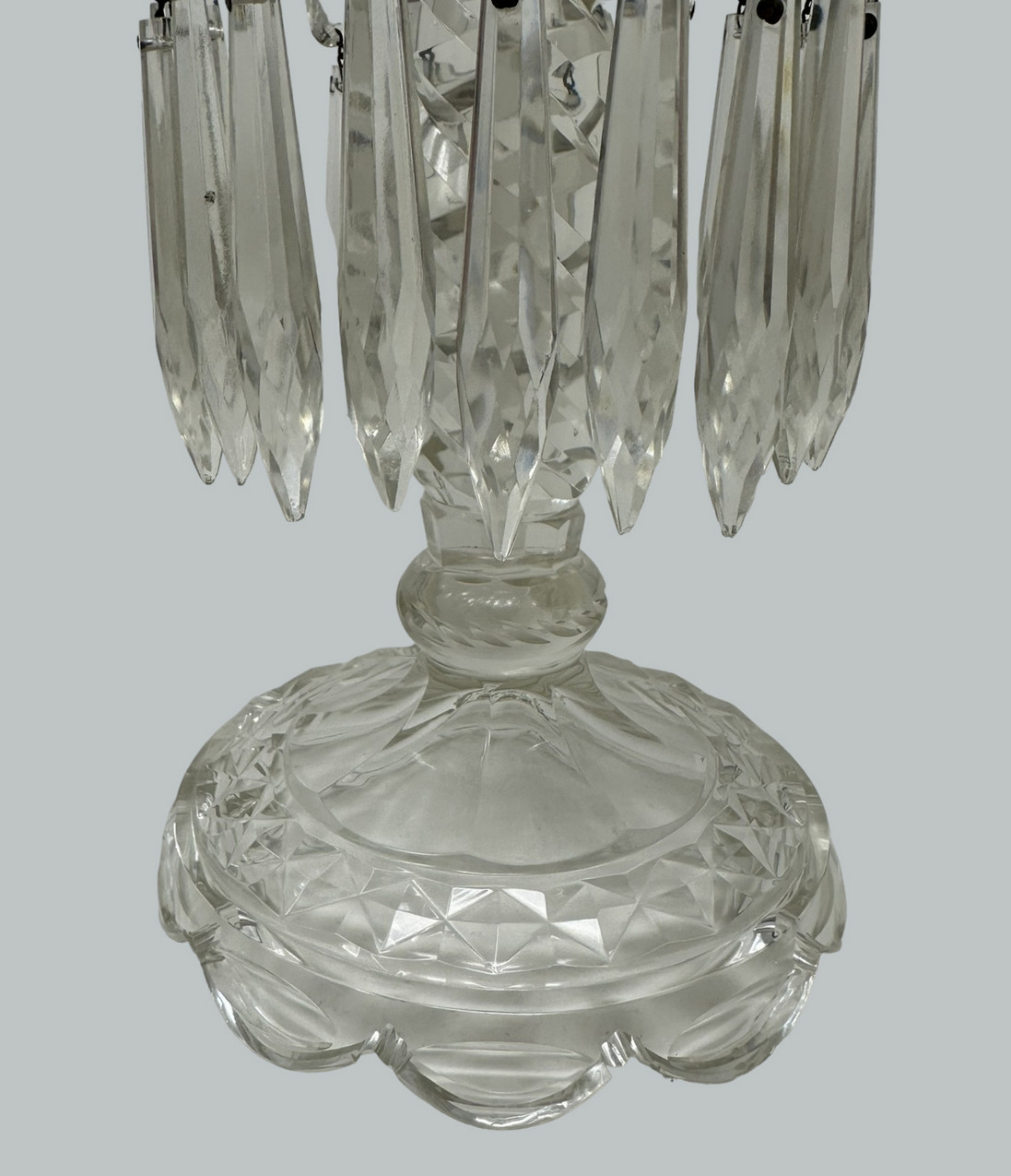 702. Antique Pair Irish Waterford Crystal Hand Cut Full Lead Lustres Vases Ireland - Image 9