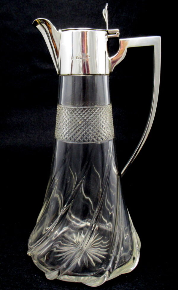 123. Superb Silver Mounted Crystal Claret Jug William Hutton Birmingham 1907