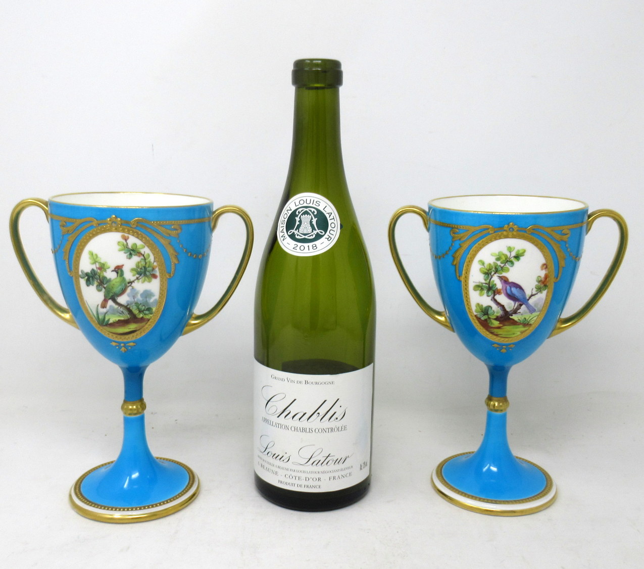 801. Antique Pair Minton Staffordshire Porcelain Vases Centerpieces Birds Turquoise - Image 9