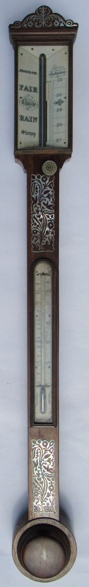 367. Superb Rosewood Stick Barometer Abraham Cheltenhan early 19thCt - Image 4