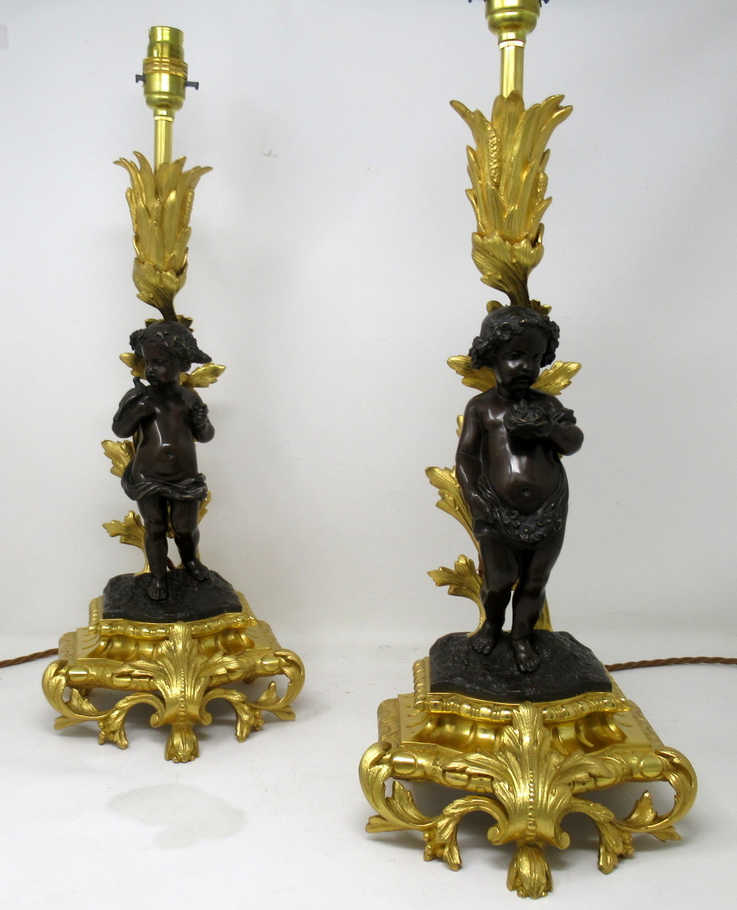 225. Antique Pair French Gilt Bronze Dore Ormolu Clodion Grand Tour Table Lamps 19 Ct - Image 2