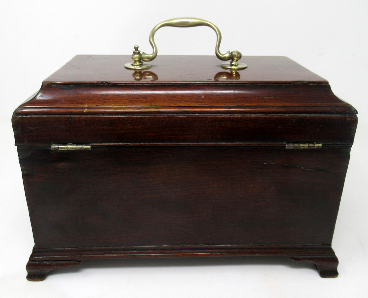 497. Antique Georgian Flame Mahogany English Double Tea Caddy Box Late 18th Century - Image 7