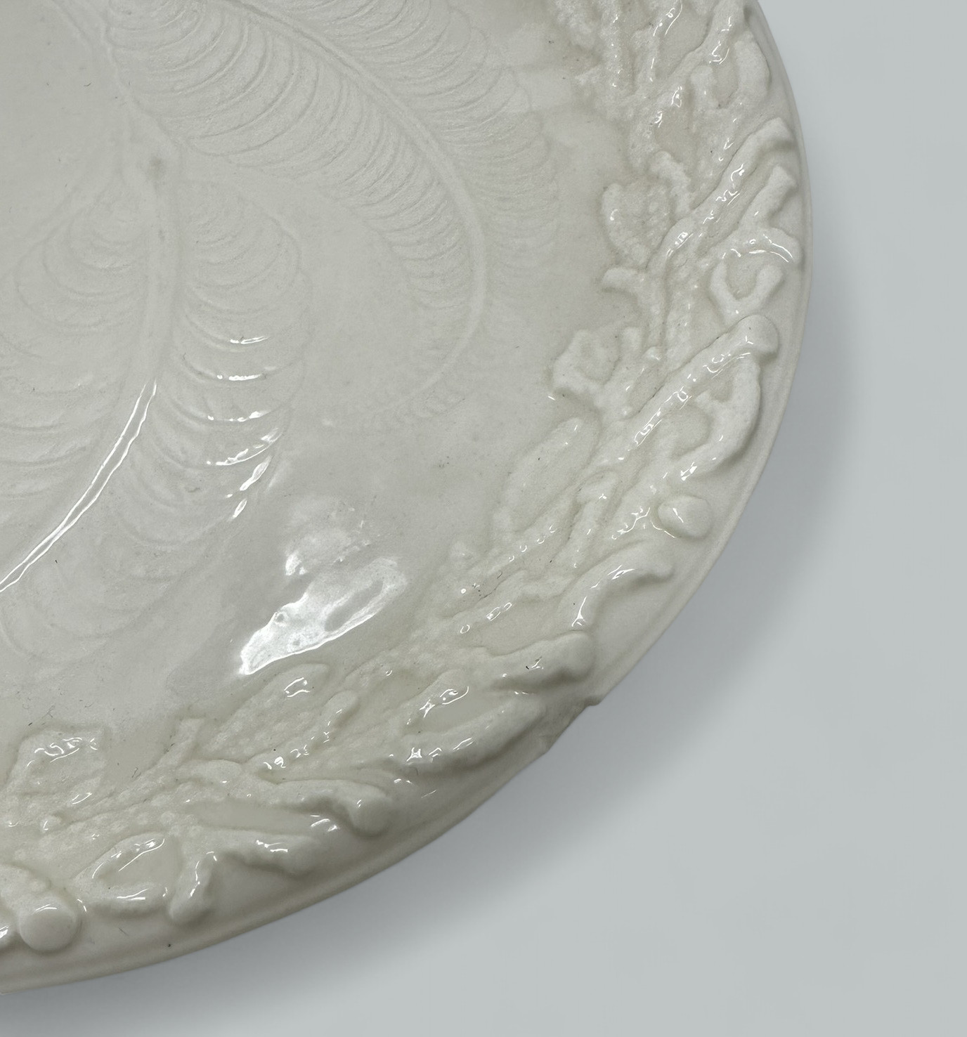138. Antique Irish Belleek Porcelain Echinus Tray Centerpiece Black Mark Ireland 1891 - Image 8