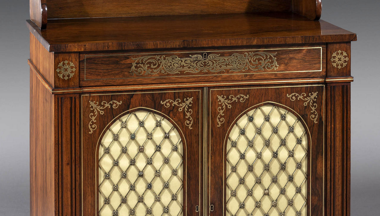 459. Regency Rosewood Brass Inlaid Chiffonier Side Cabinet attrib. Gillows of Lancaster - Image 4